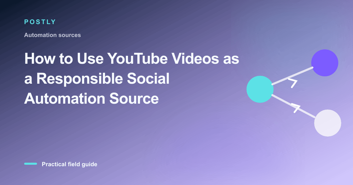 Branded illustration for “How to Use YouTube Videos as a Responsible Social Automation Source” with connected publishing